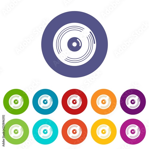 Vinyl record icons color set vector for any web design on white background