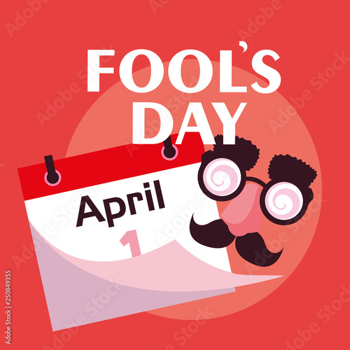 april fools day with crazy face accessories and calendar