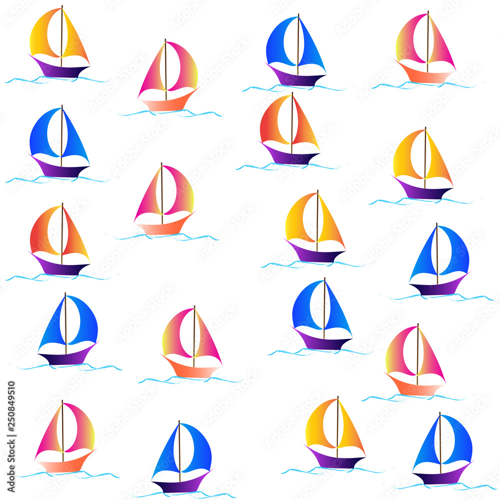 The pattern, without a background, for the design of websites, building walls.Image of sailboats at sea, used for pattern.
