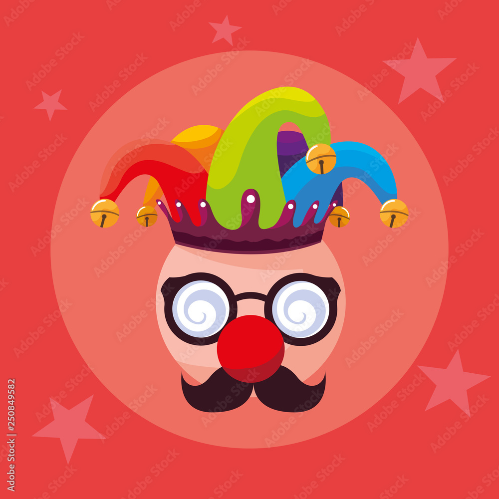 Fototapeta premium april fools day with crazy face and joker hat