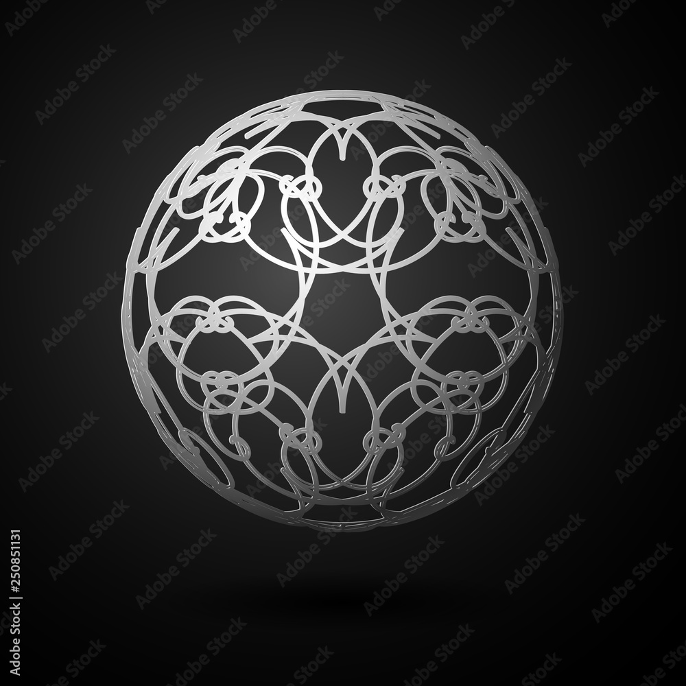 Sphere ball circle 3 d grid lines Ornate floral ornament pattern Design element artifact game abstract 3d grid line pattern ball shape sphere on a dark background Vector ethnic 3d circle grid Sphere ball circle 3 d grid lines Ornate floral ornament pattern Design element artifact game abstract 3d grid line pattern ball shape sphere on a dark background Vector ethnic 3d circle grid