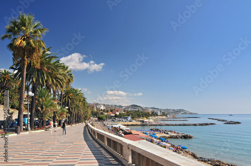 San Remo beautiful seaport and promenade in Italy. photo