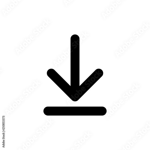 Vector illustration concept of download icon. Black on white background