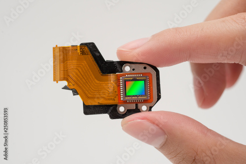 The image sensor of ditital camera on white background