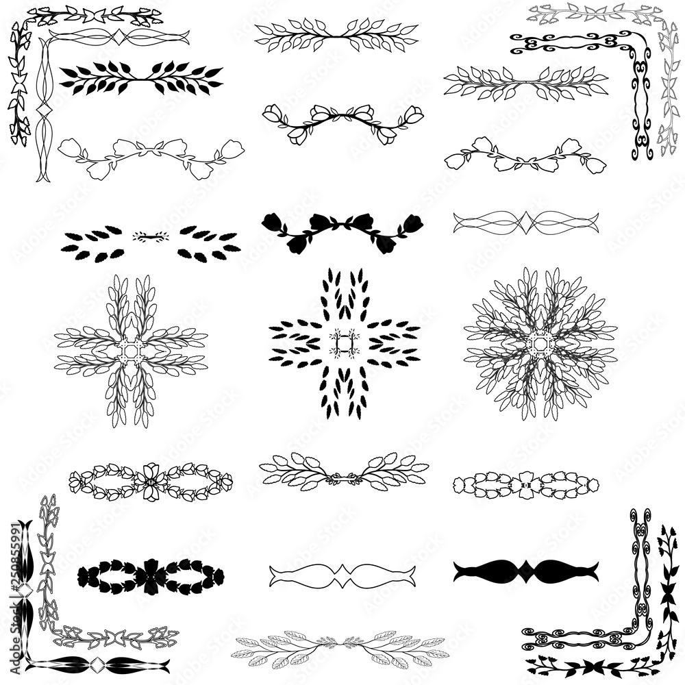 Calligraphic design elements and page decoration. Vector illustration for design. Calligraphic design elements and page decoration. Vector illustration for design.