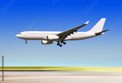plane landing over runway of airport