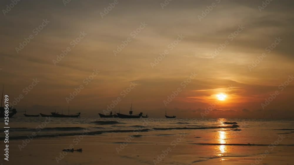 Sunset at the sea and beach with copy space at Chao Lao Beach, Chanthaburi Province, Thailand. Sunset at the sea and beach with copy space at Chao Lao Beach, Chanthaburi Province, Thailand.