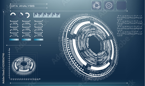 Futuristic future circle on a blue background. Tech infographic template design innovative concept background eps 