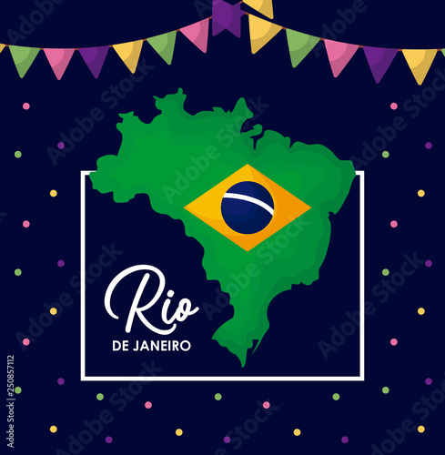 carnival rio janeiro card with map