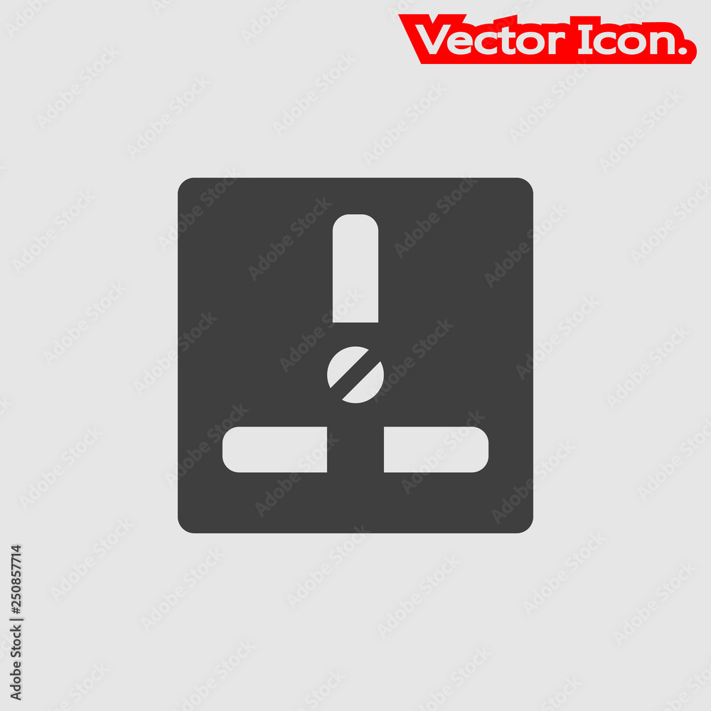 Plug socket icon isolated sign symbol and flat style for app, web and digital design. Vector illustration. Plug socket icon isolated sign symbol and flat style for app, web and digital design. Vector illustration.