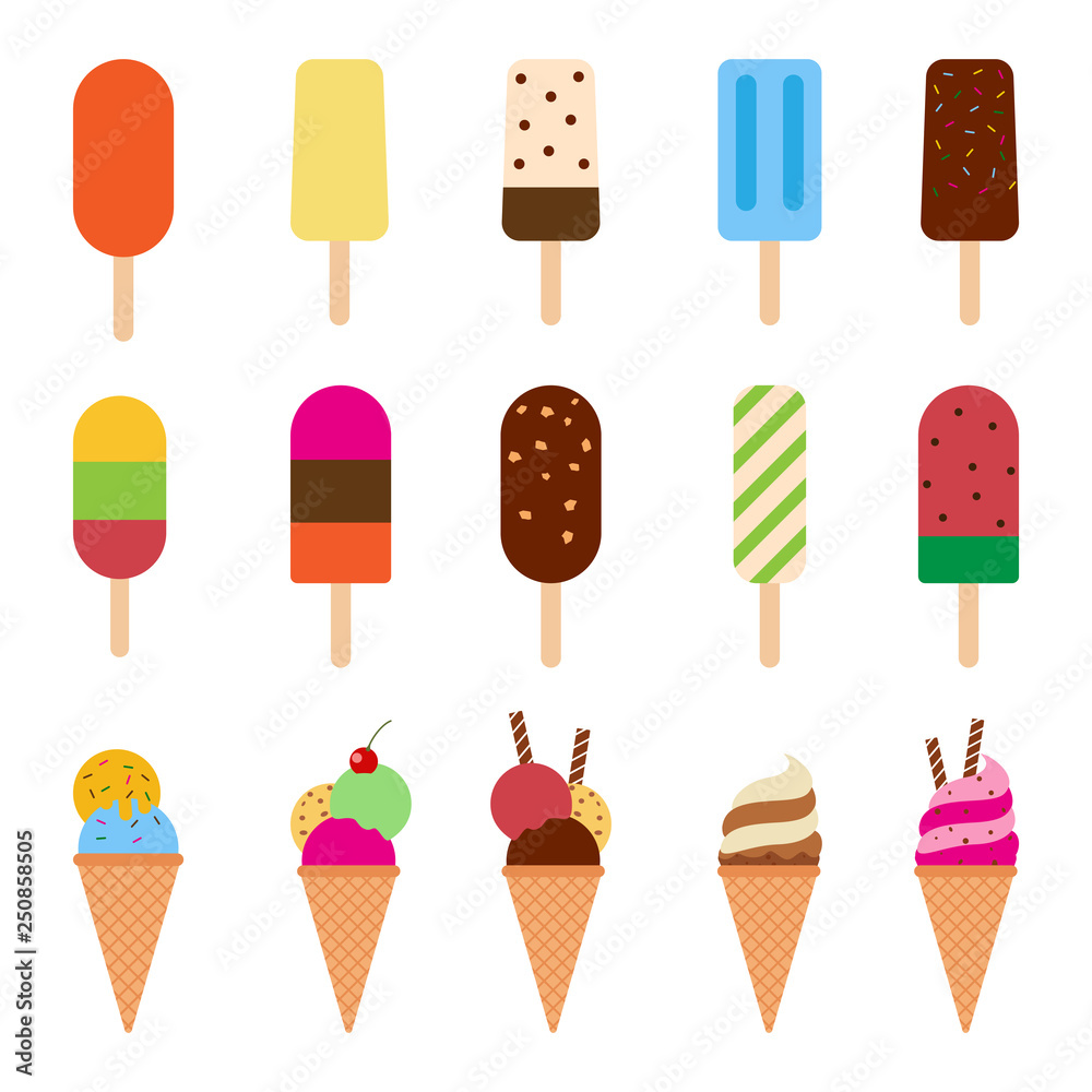Collection of colorful Ice cream set isolated on white background - Vector illustration Collection of colorful Ice cream set isolated on white background - Vector illustration