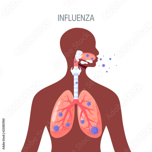 Influenza disease vector icon in flat style