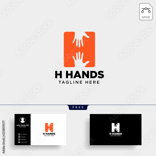 minimal H letter, initial hand logo template vector illustration icon element