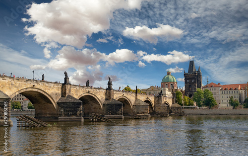 Charles bridge in Prague, view from the river