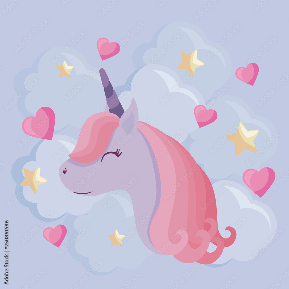 cute unicorn with hearts love