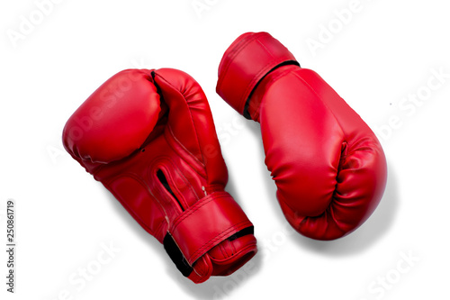 Pair of red Boxing gloves isolated on white background 7