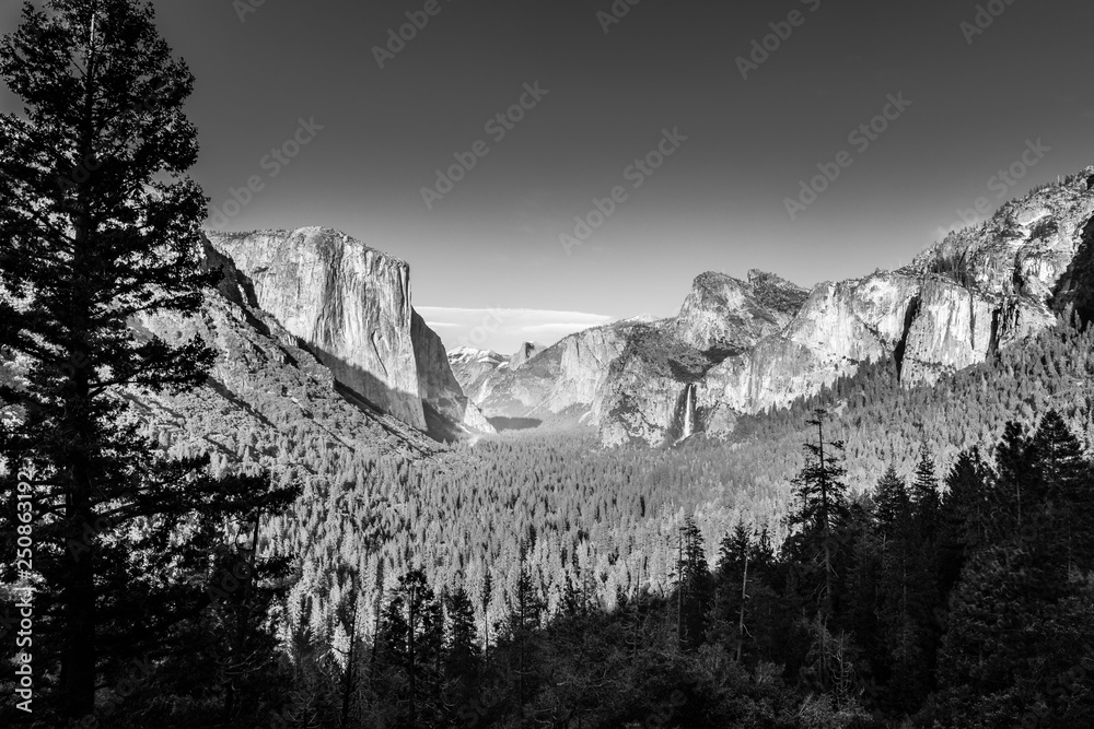 Yosemite Valley at Sunset B&W