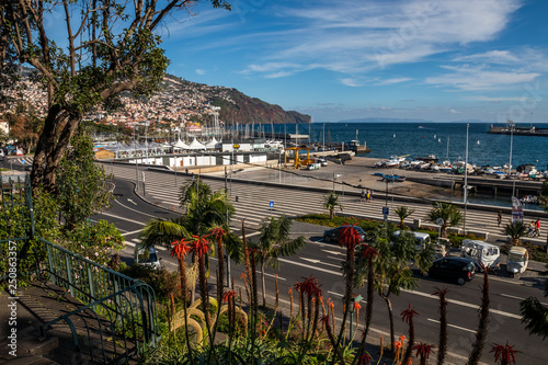 Funchal marina, port, Madeira island, Portugal - December 2018