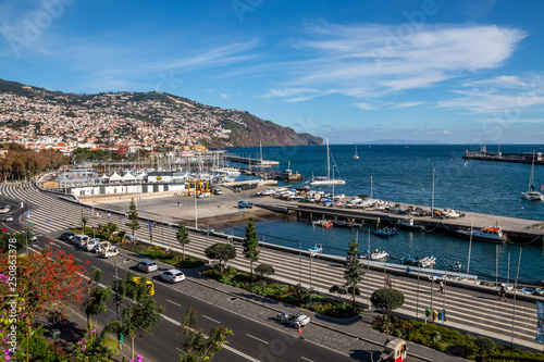 Funchal marina, port, Madeira island, Portugal - December 2018