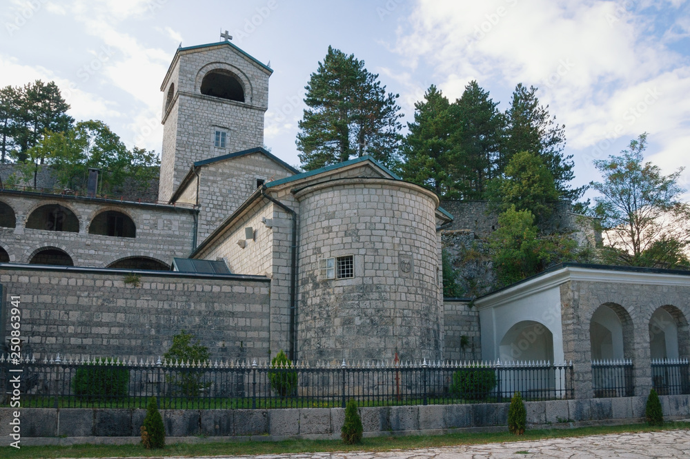 Religious architecture. Montenegro. View of ancient Cetinje Monastery,  Serbian Orthodox Church monastery