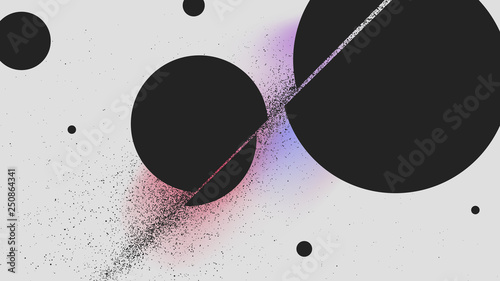 Ball cutting of sword attack, black powder explosion abstract background
