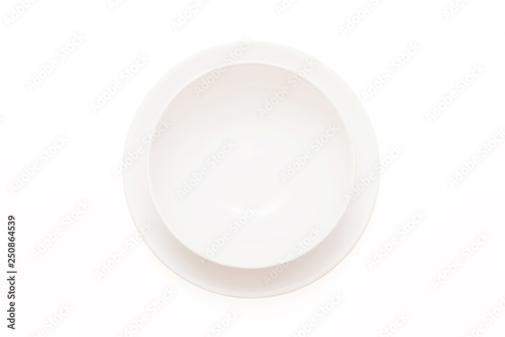 White flat plate and deep white plate isolated on white background White flat plate and deep white plate isolated on white background
