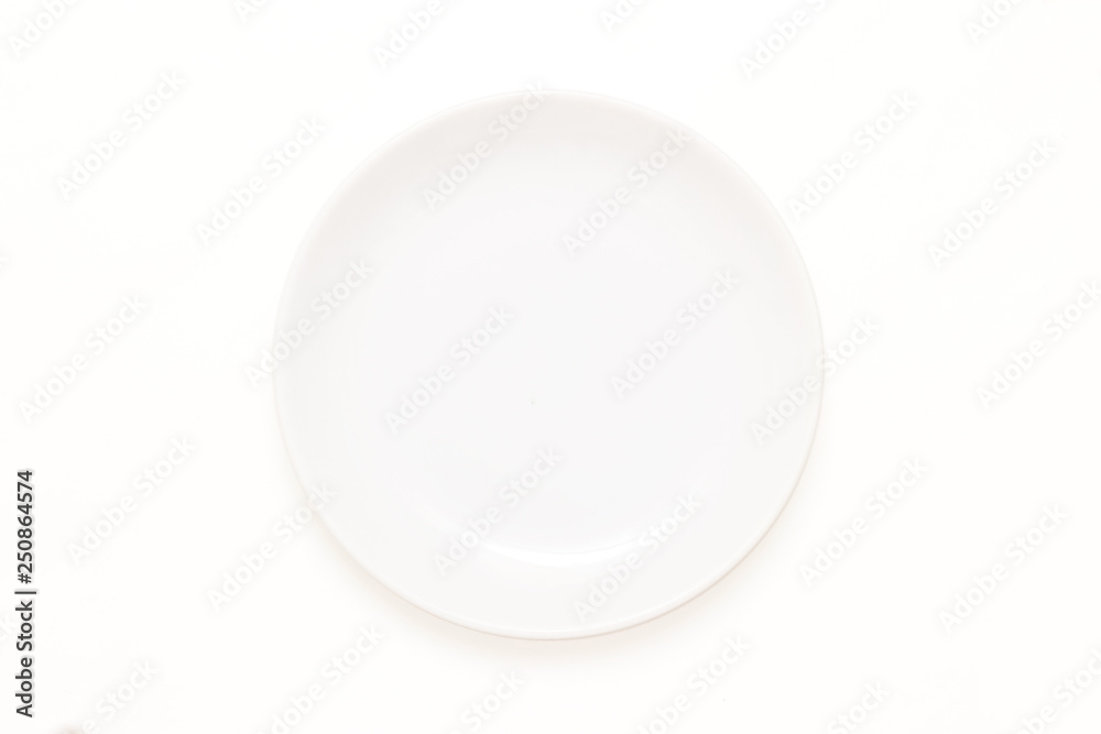 White flat plate isolated on white background White flat plate isolated on white background
