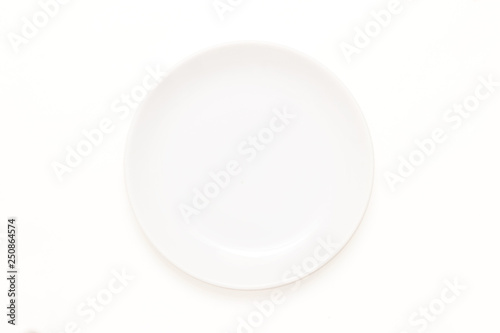 White flat plate isolated on white background