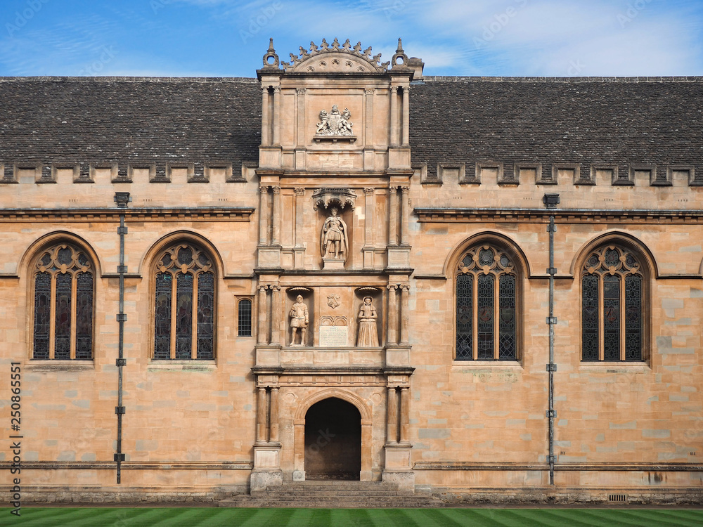 OXFORD UNIVERSITY, Wadham College, built 1610, noteworthy as the alma mater of Christopher Wren, with statutes depicting the founders.