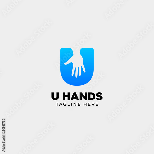 minimal u letter, initial hand logo template vector illustration icon element