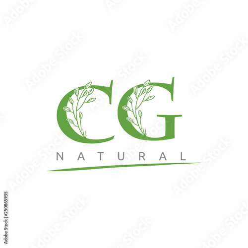 Nature Green Leaf CG Letter Logo