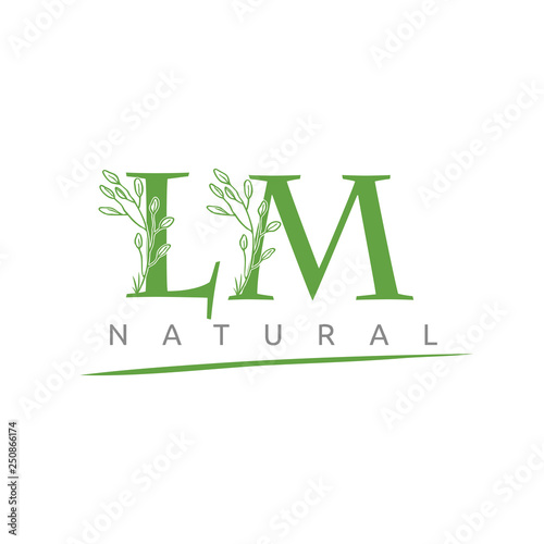 Nature Green Leaf LM Letter Logo
