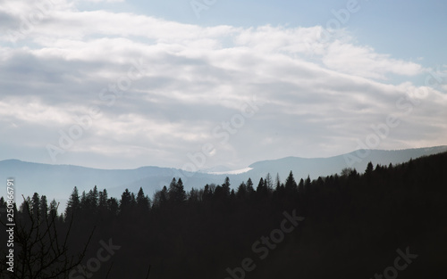 Winter landscape in the Carpathian mountains  with gutsul culture. photo