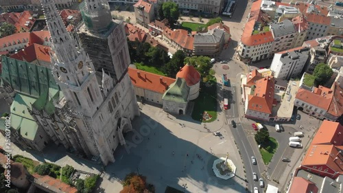 Aerial Croatia Zagreb June 2018 Sunny Day Mavic Air  Aerial video of downtown Zagreb in Croatia on a sunny day. photo