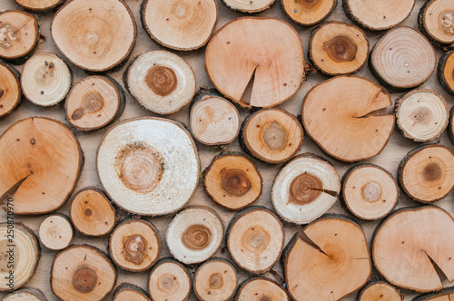 Pile of cut timber background