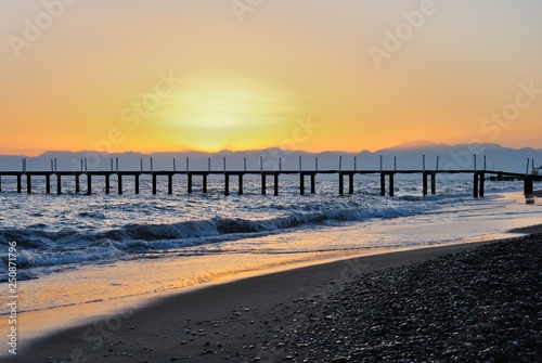 Sunset on the Mediterranean sea in Belek  Antalya  Turkey