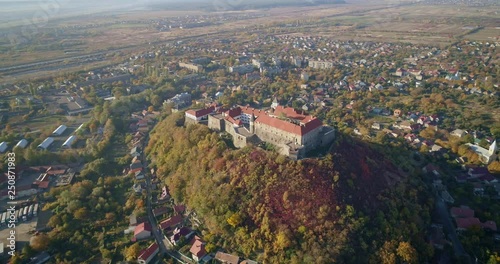 Aerial view of the Palanok Castle. Mukachevo historic Castle. Ukraine photo