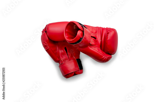 two Boxing gloves red isolated on white background 3