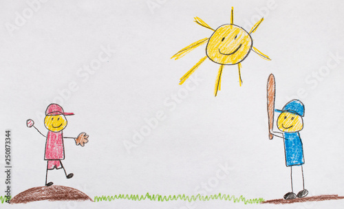 Kids Drawing of Baseball