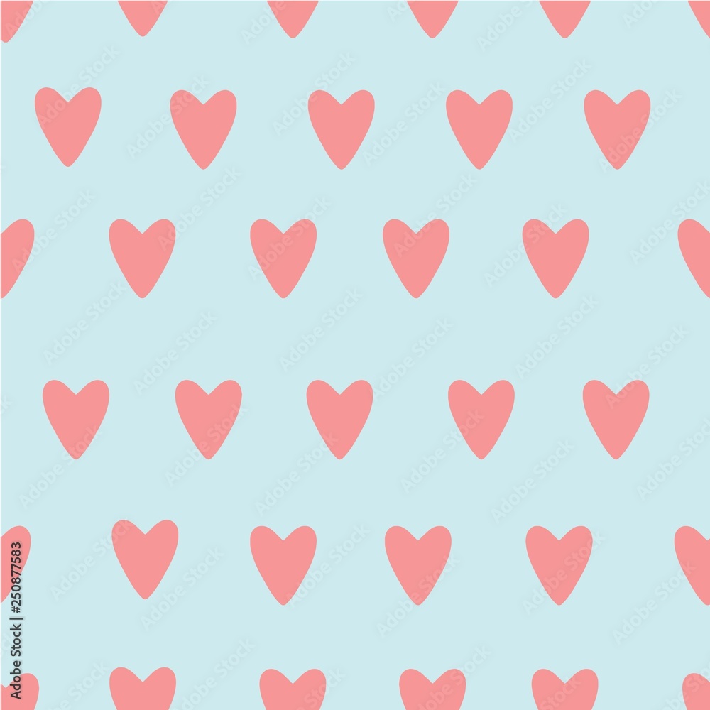 Hand painted vector hearts pattern for Valentine's day