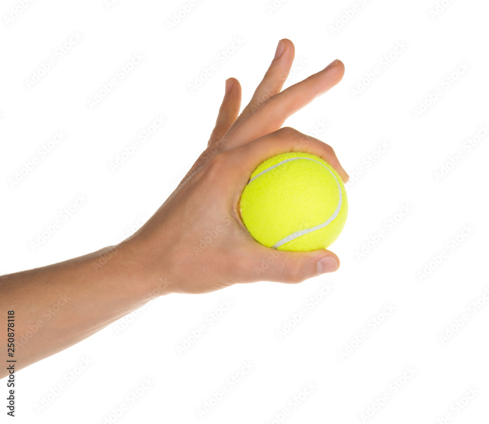 hand holding tennis ball isolated on white clipping path Stock Photo |  Adobe Stock