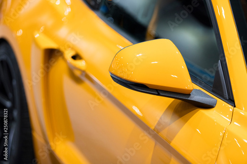 Wing mirror on a modern luxury sports car