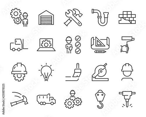 set of work icons, such as engineer, carpenter, construction, builder