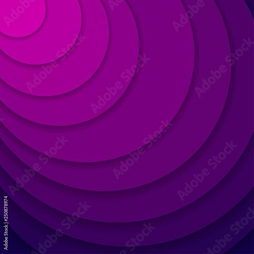 Colored paper waves, 3D abstract, geometric background texture layers of depth in shades of purple. Paper cut style.