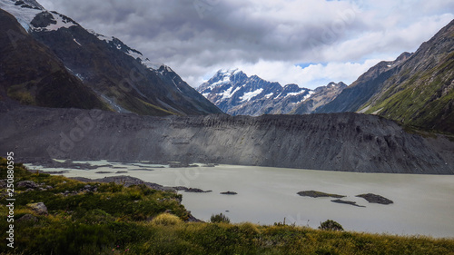 Seally Tarns Track in Mount Cook with view on the Hooker Valley  New-Zealand