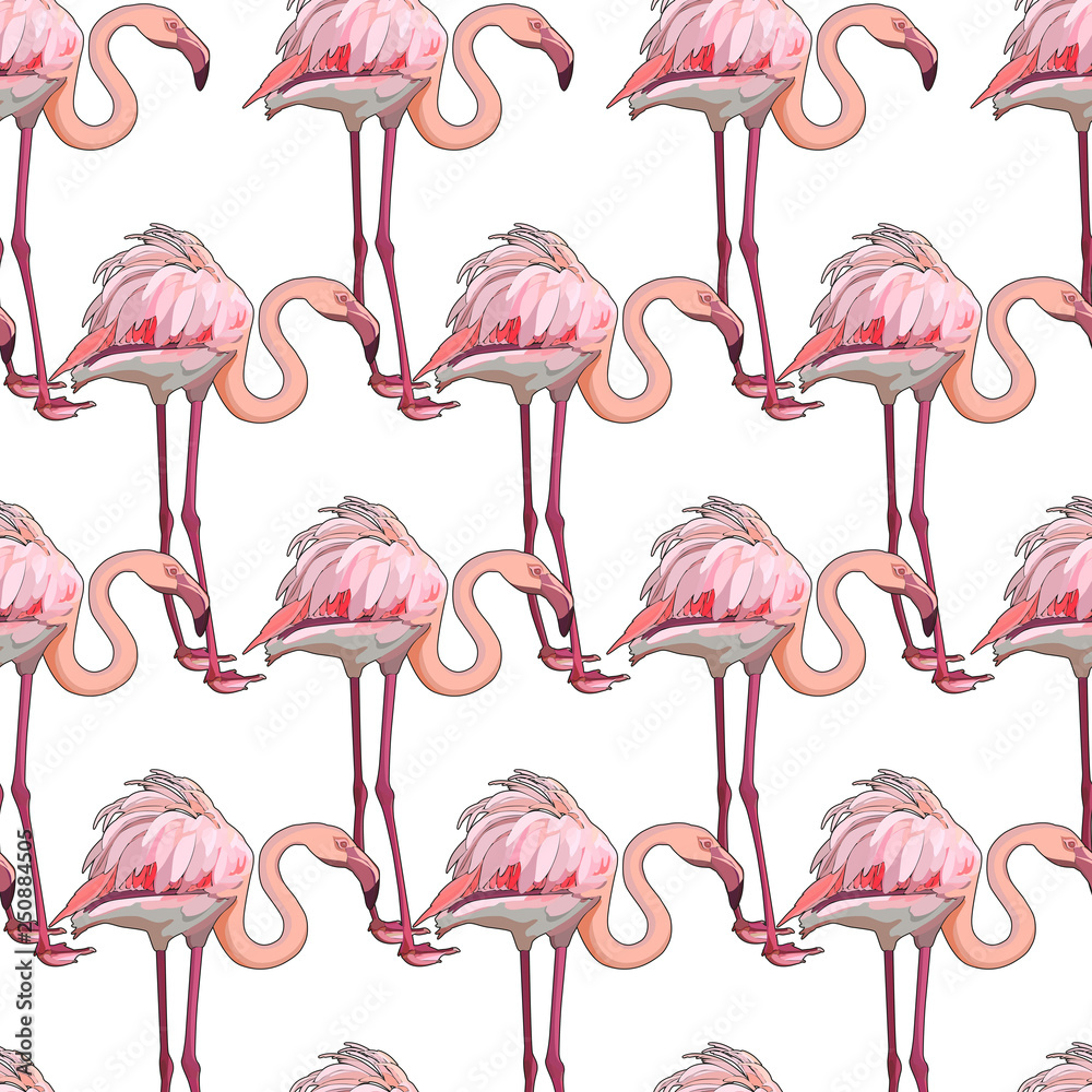 Obraz premium Seamless background with flamingos