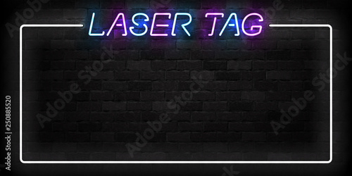 Vector realistic isolated neon sign of Laser Tag frame logo for decoration and covering on the wall background.