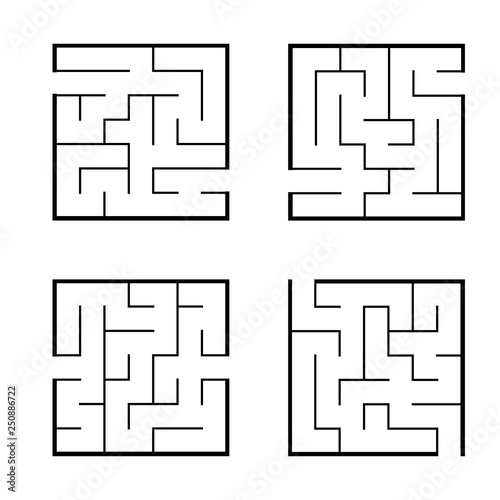 A set of mazes. Game for kids. Puzzle for children. Labyrinth conundrum. Vector illustration.