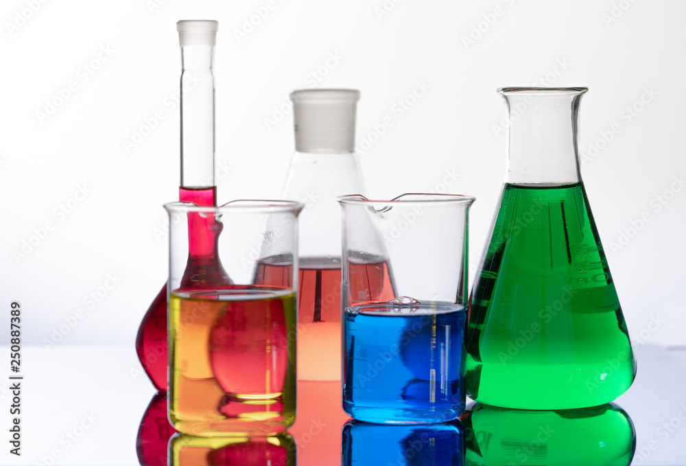 flasks and test tubes in a chemistry lab flasks and test tubes in a chemistry lab