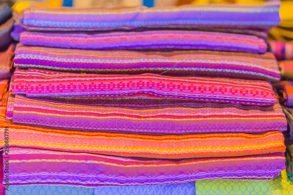 Beautiful patterned on the southern Thai style garment, batik and clothing for sale at the local flea market. Beautiful patterned on the southern Thai style garment, batik and clothing for sale at the local flea market.